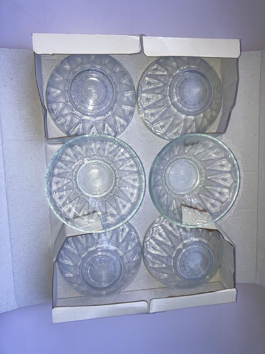 Set 6 boluri / vase de sticla transparente