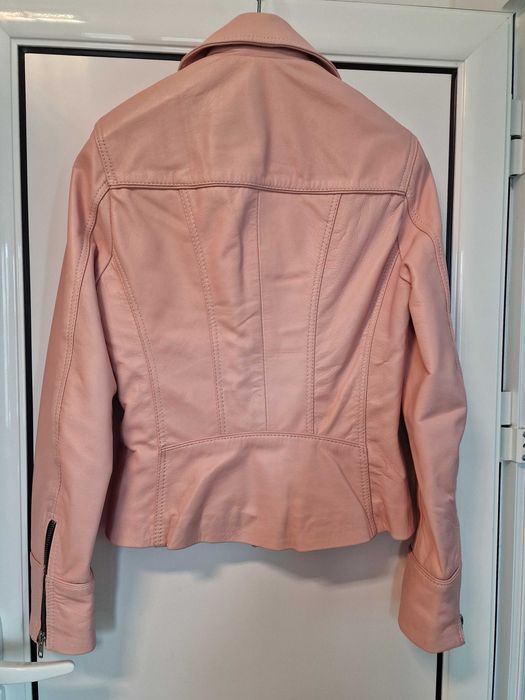 Якета от естествена кожа + тютюнево-зелено дълго палто