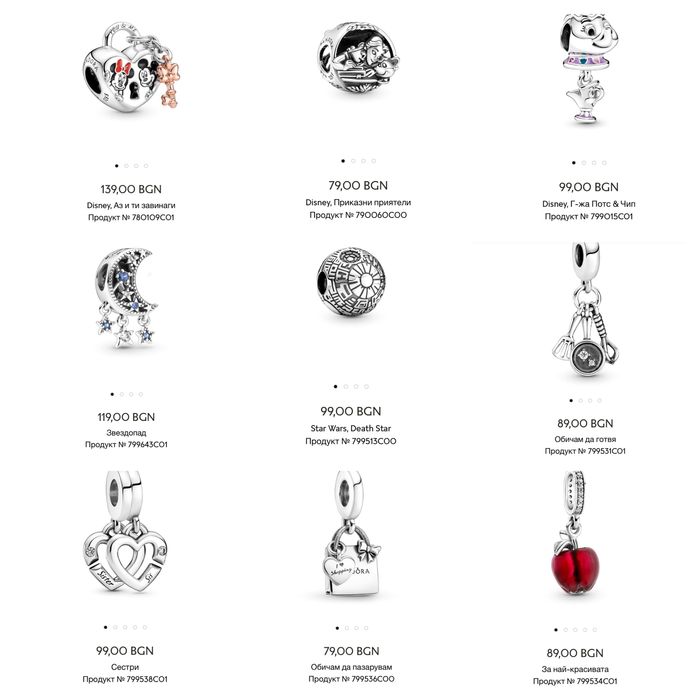 Талисмани Пандора гривни Pandora charms