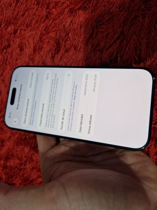 -Iphone 17Air, ca Nou, 256Gb, 12Ram, Black Titanium, ireprosabil, bat-