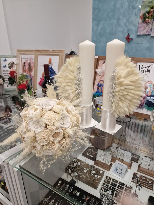 buchet mireasa plus lumanari - set