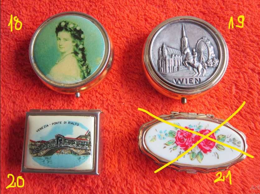 cutie inele bijuterii pastile Pill Box 23 cutiute vintage