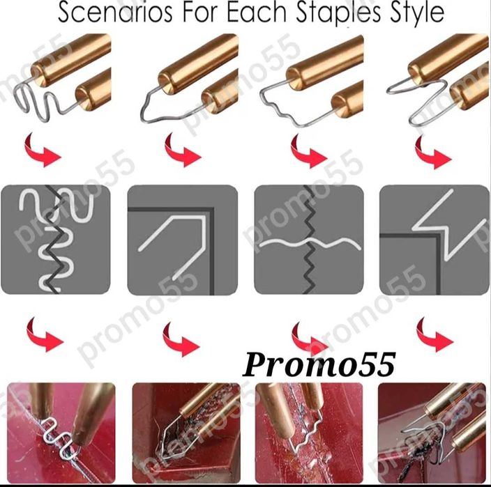 Пистолет за лепене и запояване на пластмаса 300W с 4 вида скоби