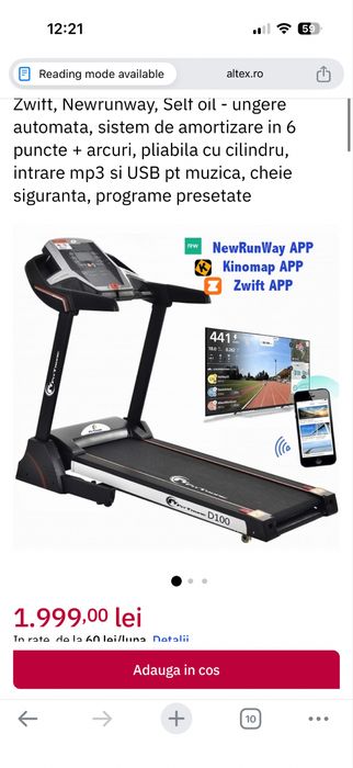 Vand banda alergare Fit Tronic  D 100