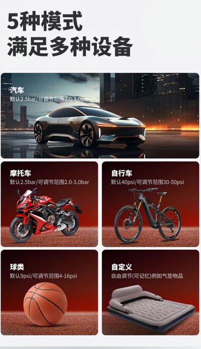 Компрессор автомобильный, беспроводной, насос воздушный