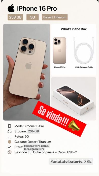 Iphone 16 pro 256gb desert titanium