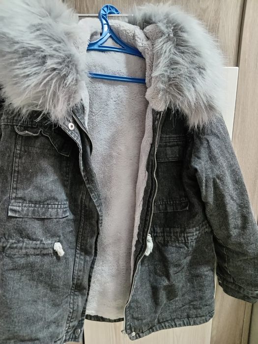 Джинсовый зимний парка