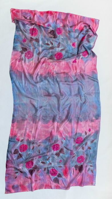 Шарф из натурального шелка. Батик. 90х200см