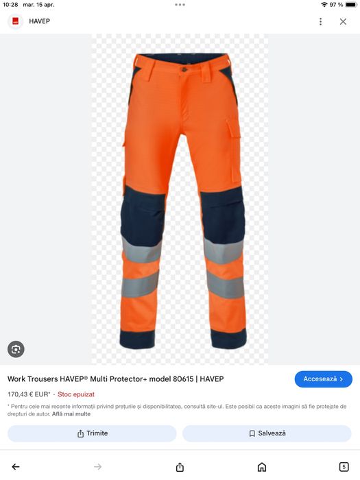 Pantaloni reflectorizanti mărime 48