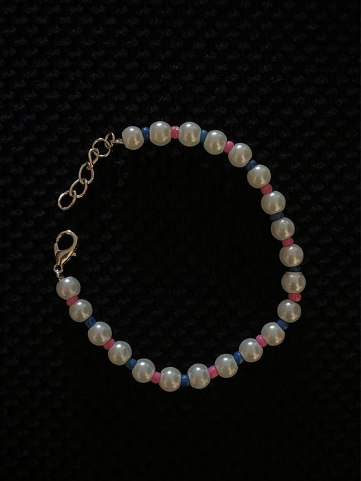 Bratara din perle handmade roz si albastru coquette