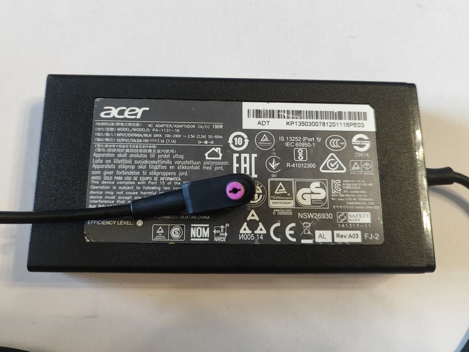Оригинално зарядно за ACER 19V / 7.1A / 135W