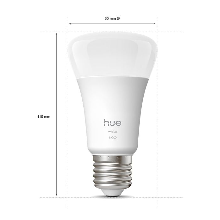 Set 2 becuri LED inteligent Philips Hue A60, lumină albă caldă 2700K