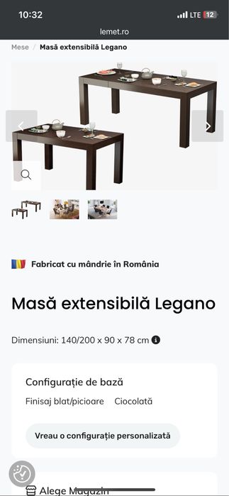 Masa extensibila si 6 scaune lemn masiv