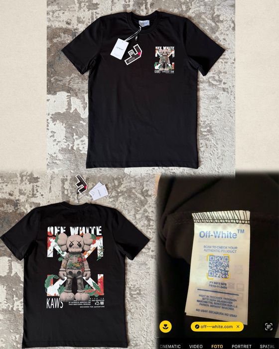 Tricou Off white alb/negru