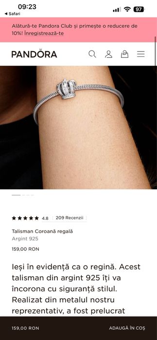 Bratara + charmuri PANDORA argint