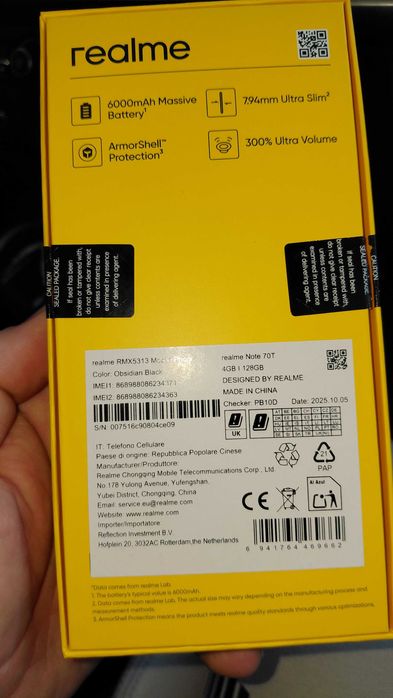 Продавам телефон нови Realme note 70T и батерия преносима