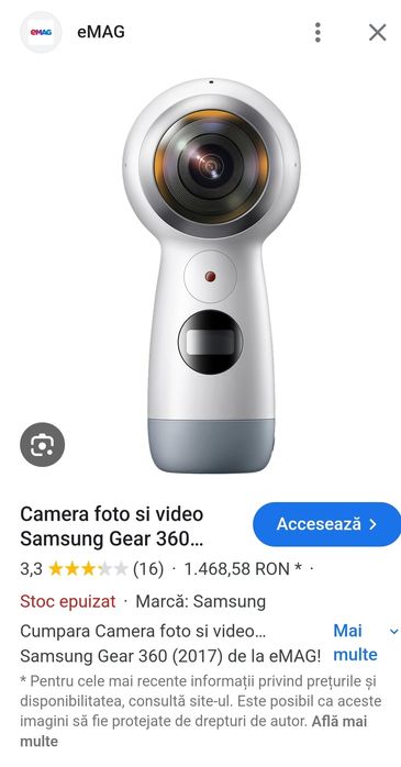 Camera 4K 360* Samsung Gear