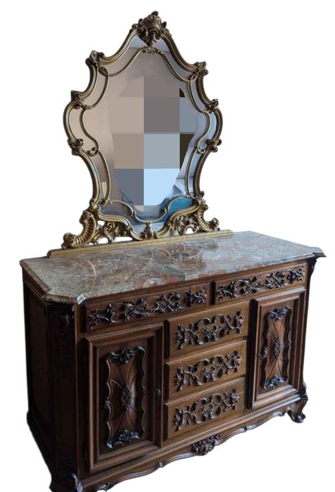 Dormitor din lemn masiv de nuc sculptat manual