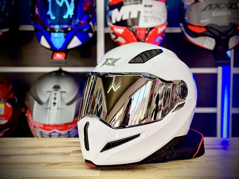 Casca Moto Axxis Ghost Fighter/SV Alb Lucios