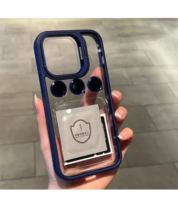 Iphone 14/15/16 PRO MAX PLUS - Husa Clear Back + Folie Camera Cercle