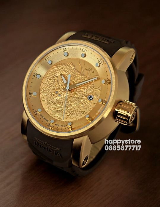 INVICTA Yakuza Gold/Brown automatic 48 mm, Инвикта нов ръчен часовник