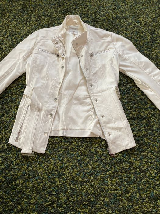 Geaca Alba Piele Ecologica “Guess” Y2K, Vintage