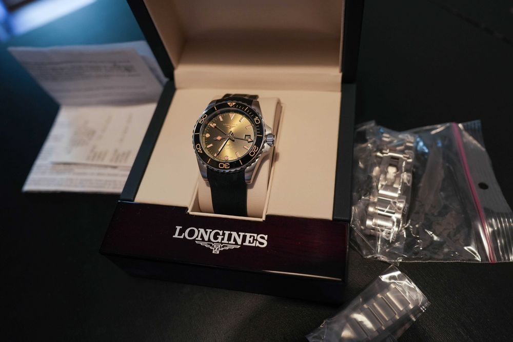 Ceas Longines HydroConquest GMT (L3.790.4.06.6) - Bratara originala metal + bratara rubber originala extra (cutie, acte, garantie)