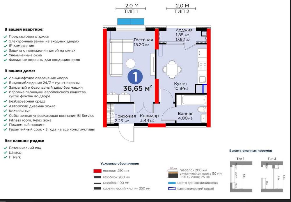 1-ком квартира бизнес-класса с кадастром | 36,65 м |Ипотека есть! (АА)