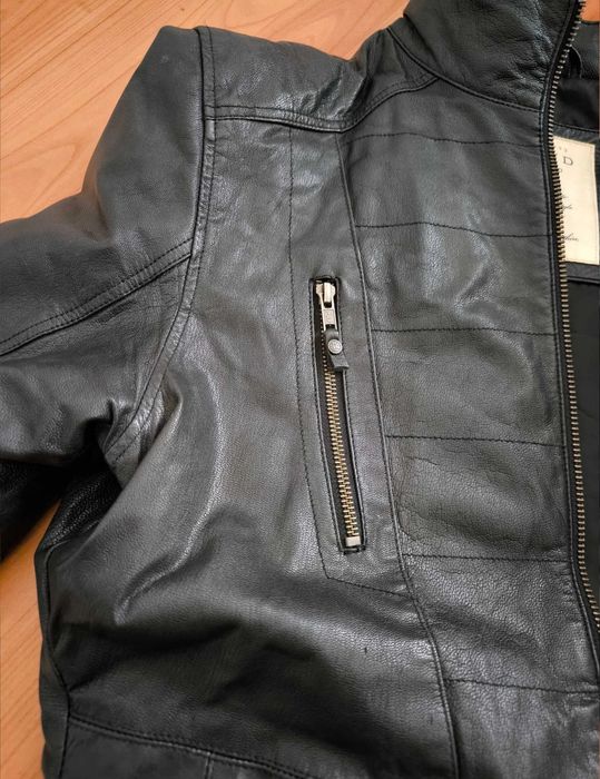 Jacheta Piele de iarna  Classic British Cafe Racer Neagra M Athletic Fit Geaca