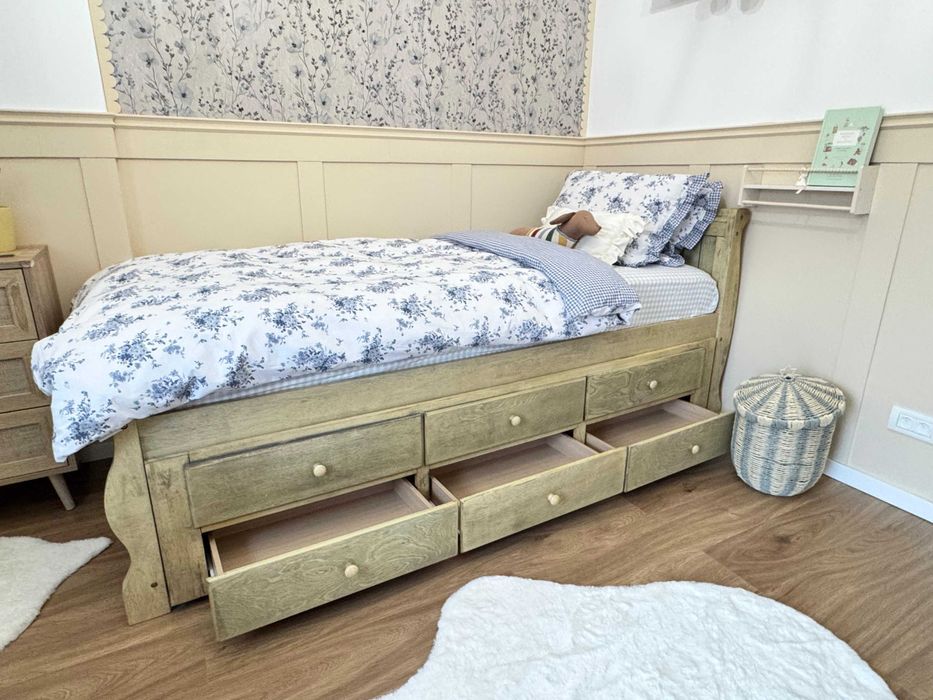 Pat din lemn pentur copii + saltea