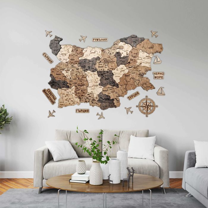 Дървена 3D карта на България – уникален декор за вашия дом или офис
