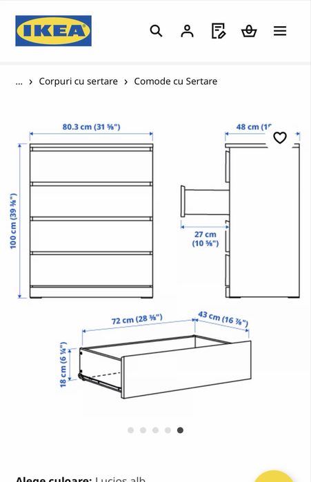 Comode cu Sertare Alba