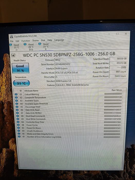 Vând SSD wd SN530 256GB Nvme M2