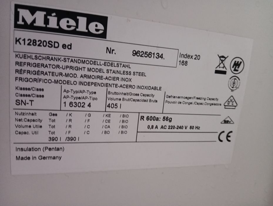 Комплект огромни иноксови фризер и хладилник  Миеле Miele 2 г.Гаранция