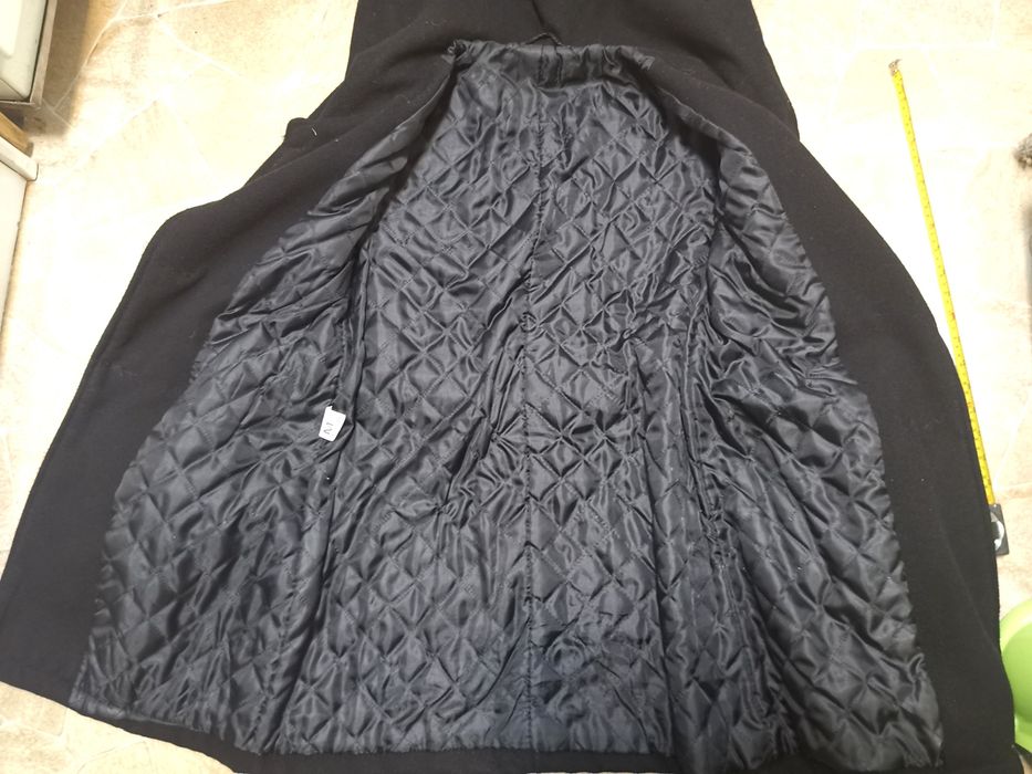 Palton negru elegant, cu cordon, M, de damă