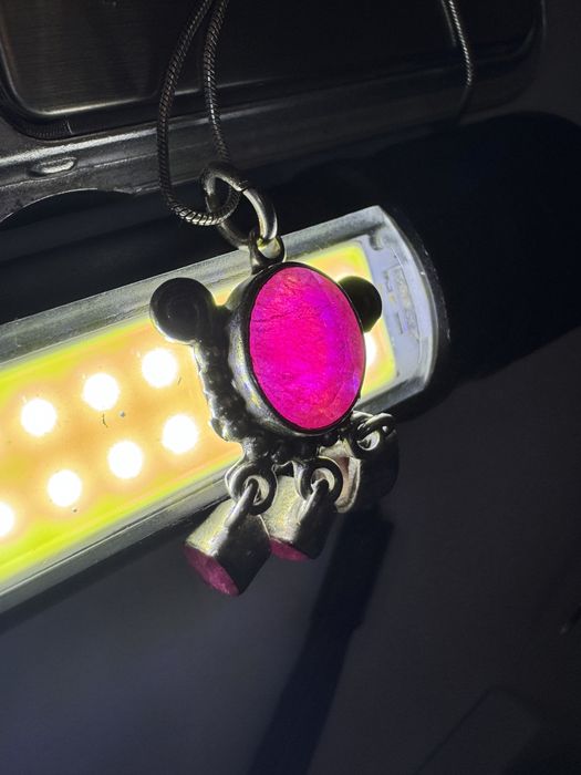 Colier argint si rubine naturale. Vechi. Lant si pandativ. 925