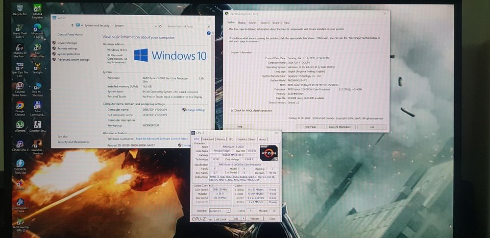 Unitate Gaming ryzen 5 2600/RX570 8G/16G DDR4/SSD M.2 256GB/HDD 1TB