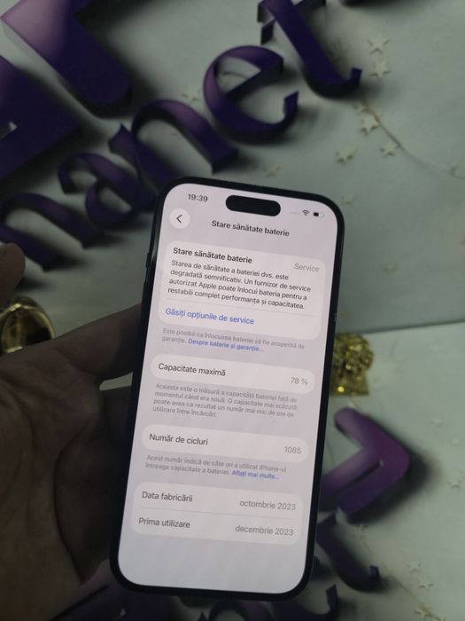 iPhone 15 Black 5G 128GB Baterie Originală:78%.Preṭ fix!