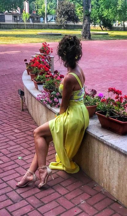 Rochie ocazie tafta galbena S