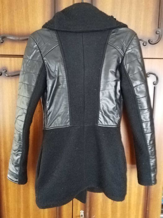 Дамско палто , вълна  и  кожа