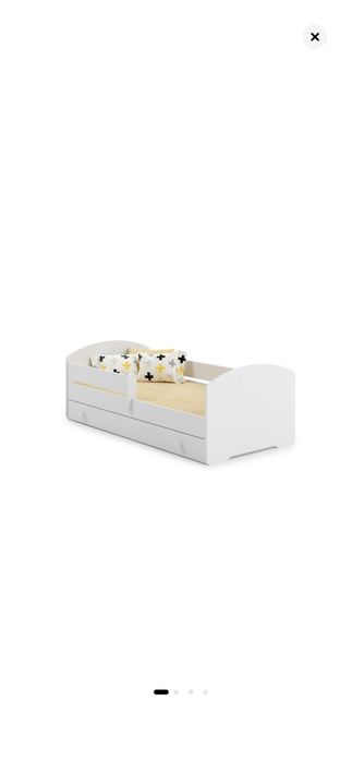 Pat copii alb 164×88 cm + saltea + sertar