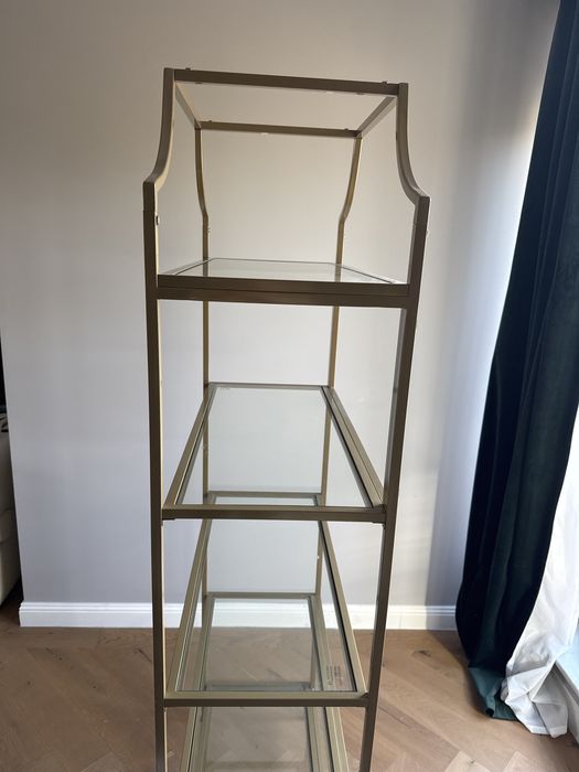 Etajeră decorativă aurie cu 5 polițe din sticlă – 180 cm