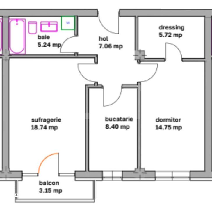 Apartamente moderne cu 2 camere, balcon si dressing - bloc nou in Ghim — fotografia 2