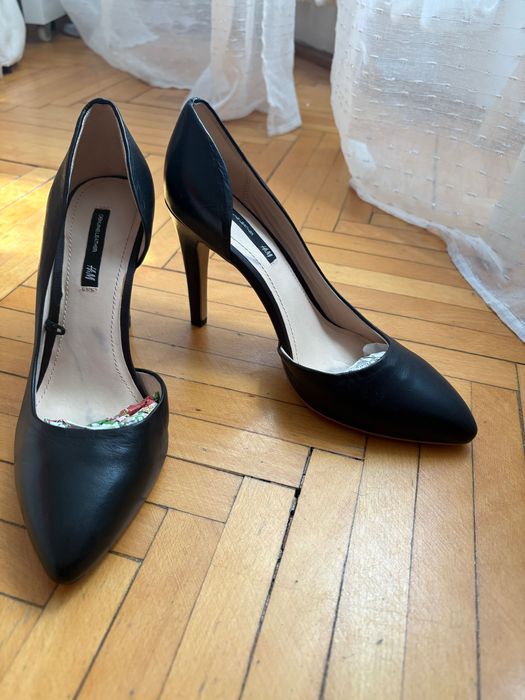 Pantofi stiletto piele naturală, mărimea 38, H&M