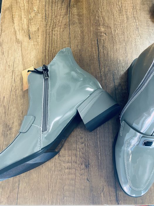 Ghete dama, 39,piele lacuita gri