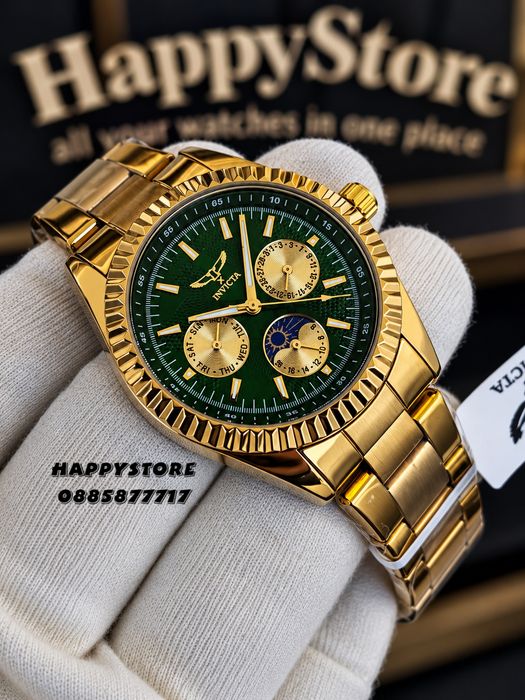 INVICTA Emerald gold green dial unisex 38 mm, Инвикта нов унисекс часовник