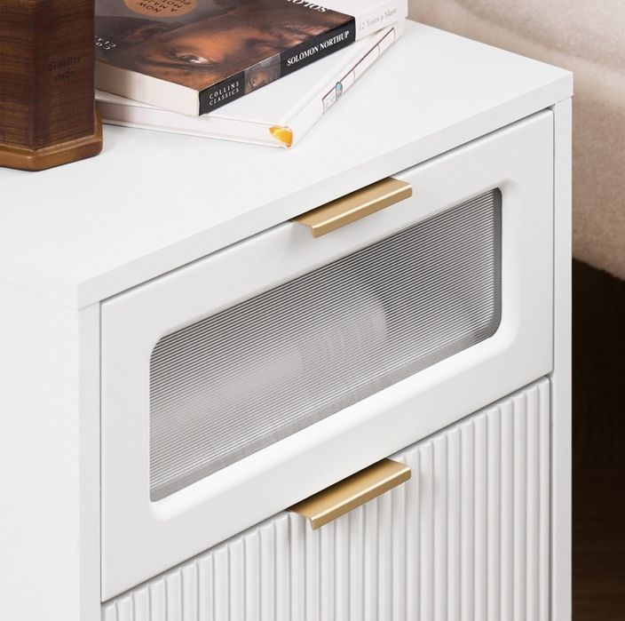 Noptiera, Sobuy, cu 2 sertare, alb, 40x40x47cm