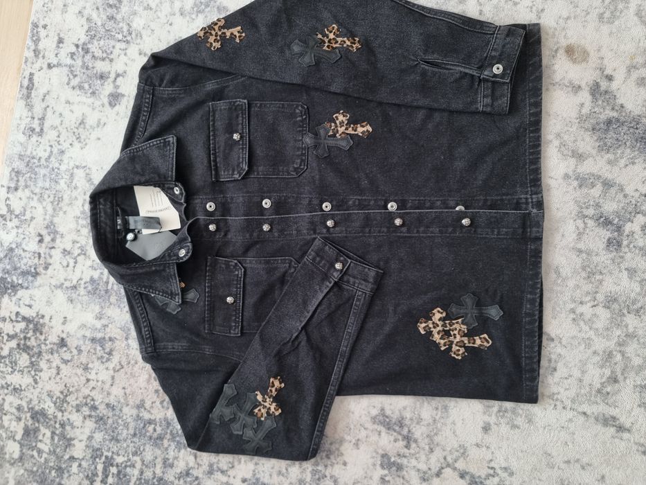 Chrome Hearts – geacă denim Cross Patch, neagră – M
