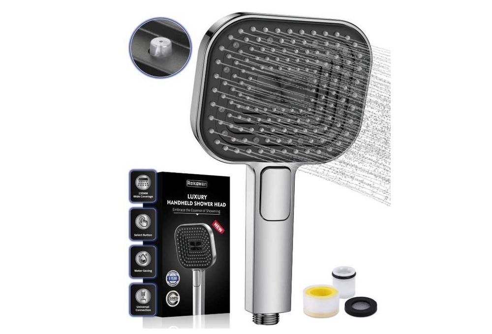Cap dus economic 3 functii 135 mm anti calcar presiune mare jet masaj para dus economica apa