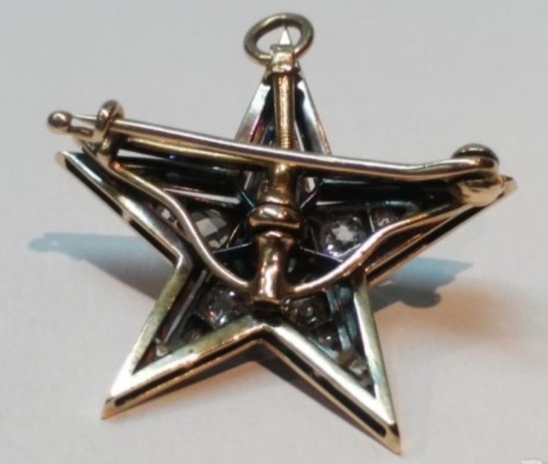 Старинна златна брошка,висулка с диаманти